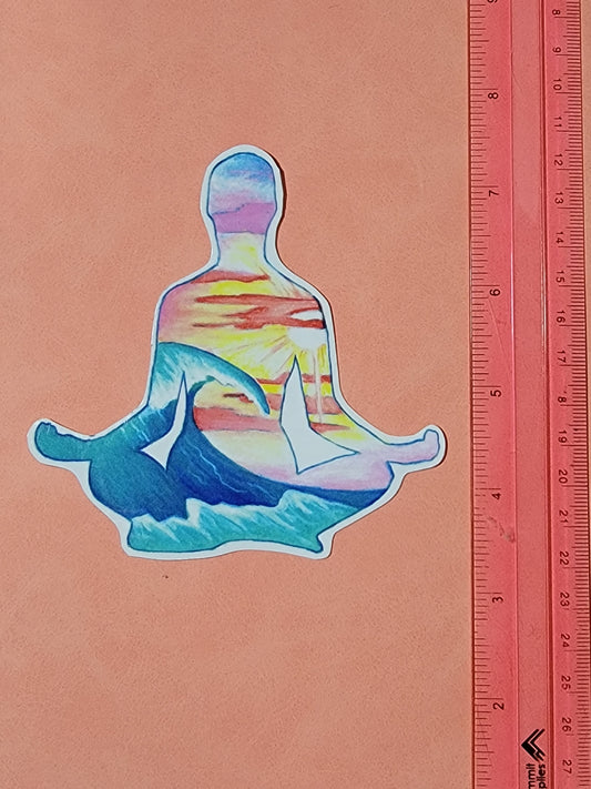 Meditating Ocean Sunset Sticker